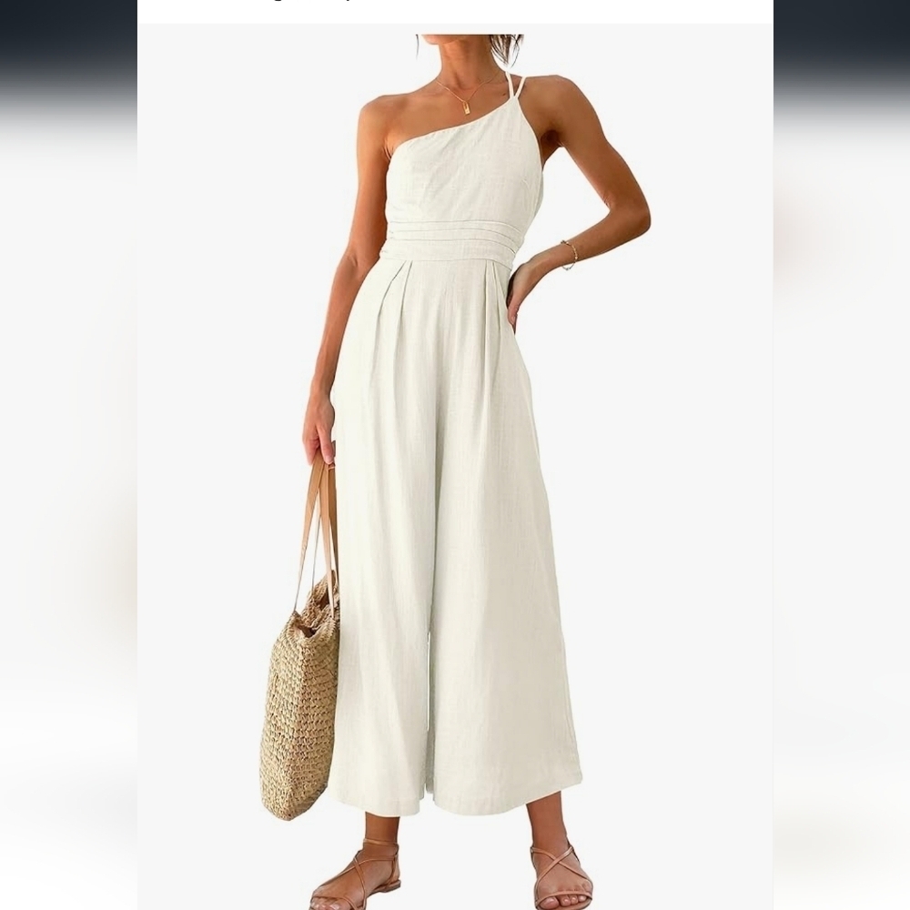 Elegant Cream One-Shoulder Jumpsuit NWOT